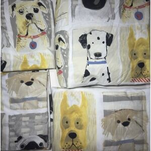 The Company Store Sheet Set‎ Dogs Puppies TWIN 4pc Cotton Kids Decor